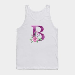 Floral Monogram B Beautiful Rose Bouquet Tank Top